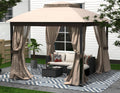 10x10 FT Soft Top Gazebo Canopy with Mosquito Netting & Privacy Curtains Q199