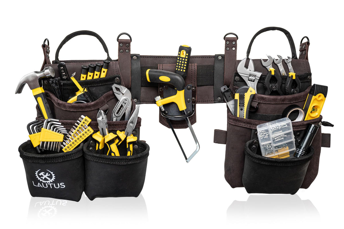 Top Grain Leather Tool Belt 18 Pockets P789