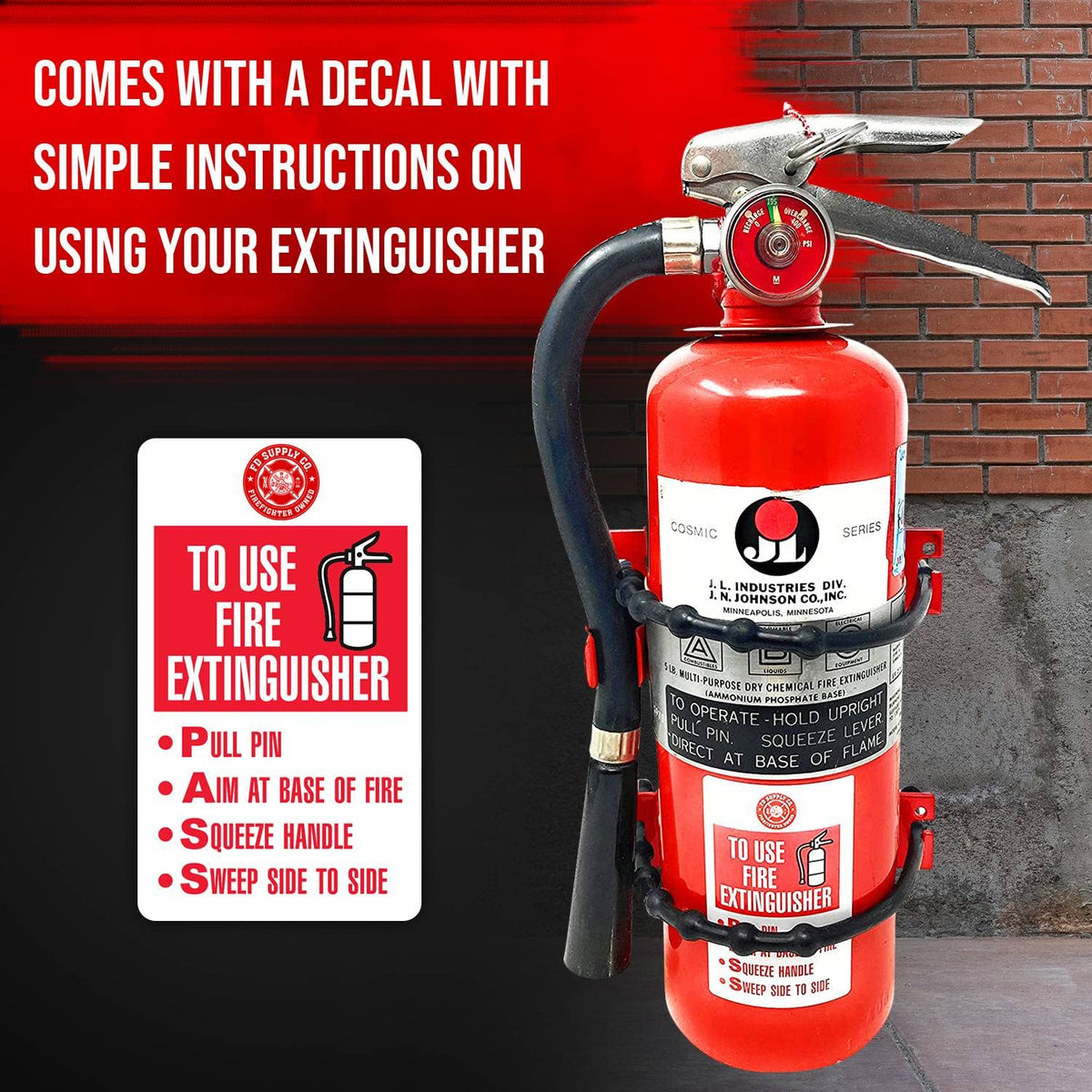 Heavy Duty Wall Mount Fire Extinguisher Bracket for 2.5 lb & 5 lb, Pack of 2 C4275