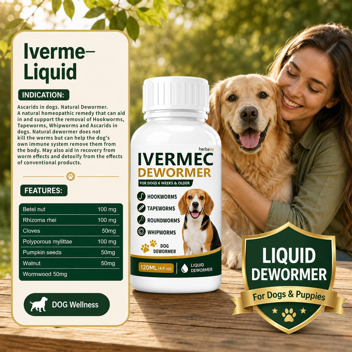 Broad Spectrum Dog Dewormer Liquid 120ml X911