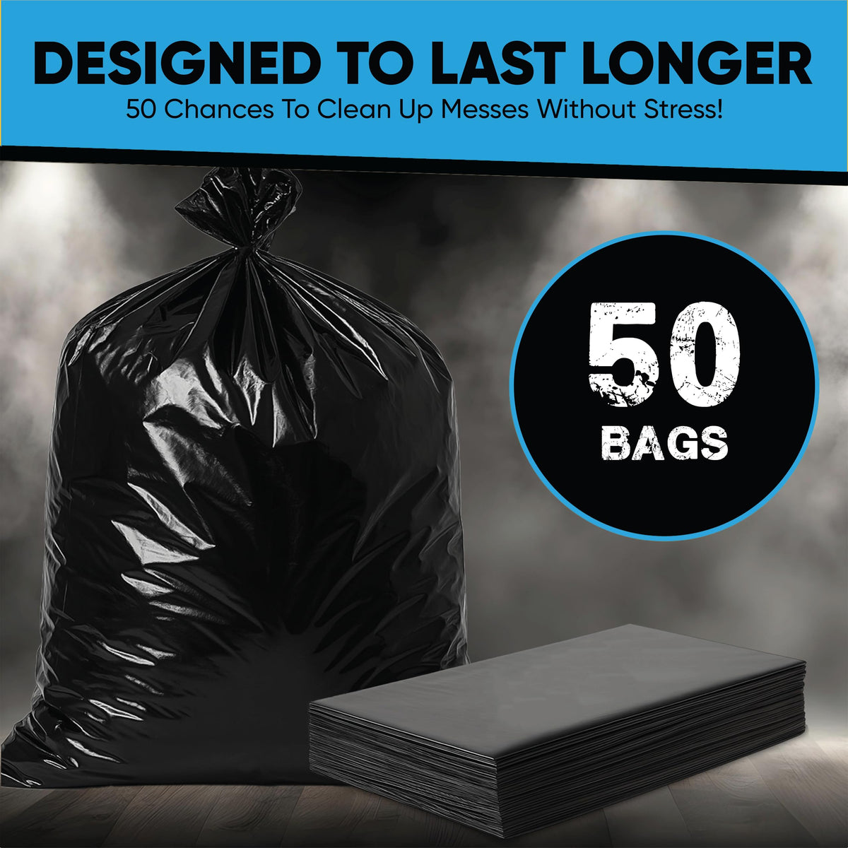 55 Gallon Heavy Duty Trash Bags 50 Count with Ties K963