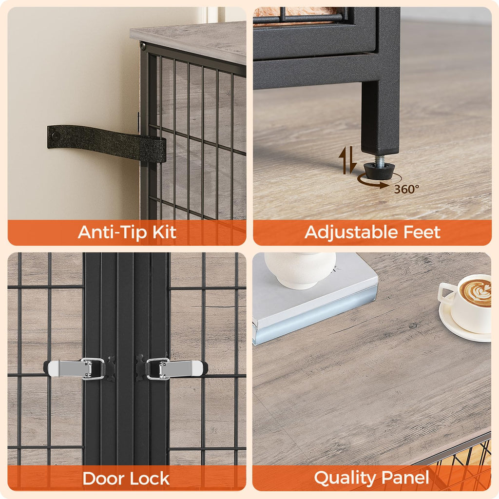 Greige Dog Crate Furniture D387