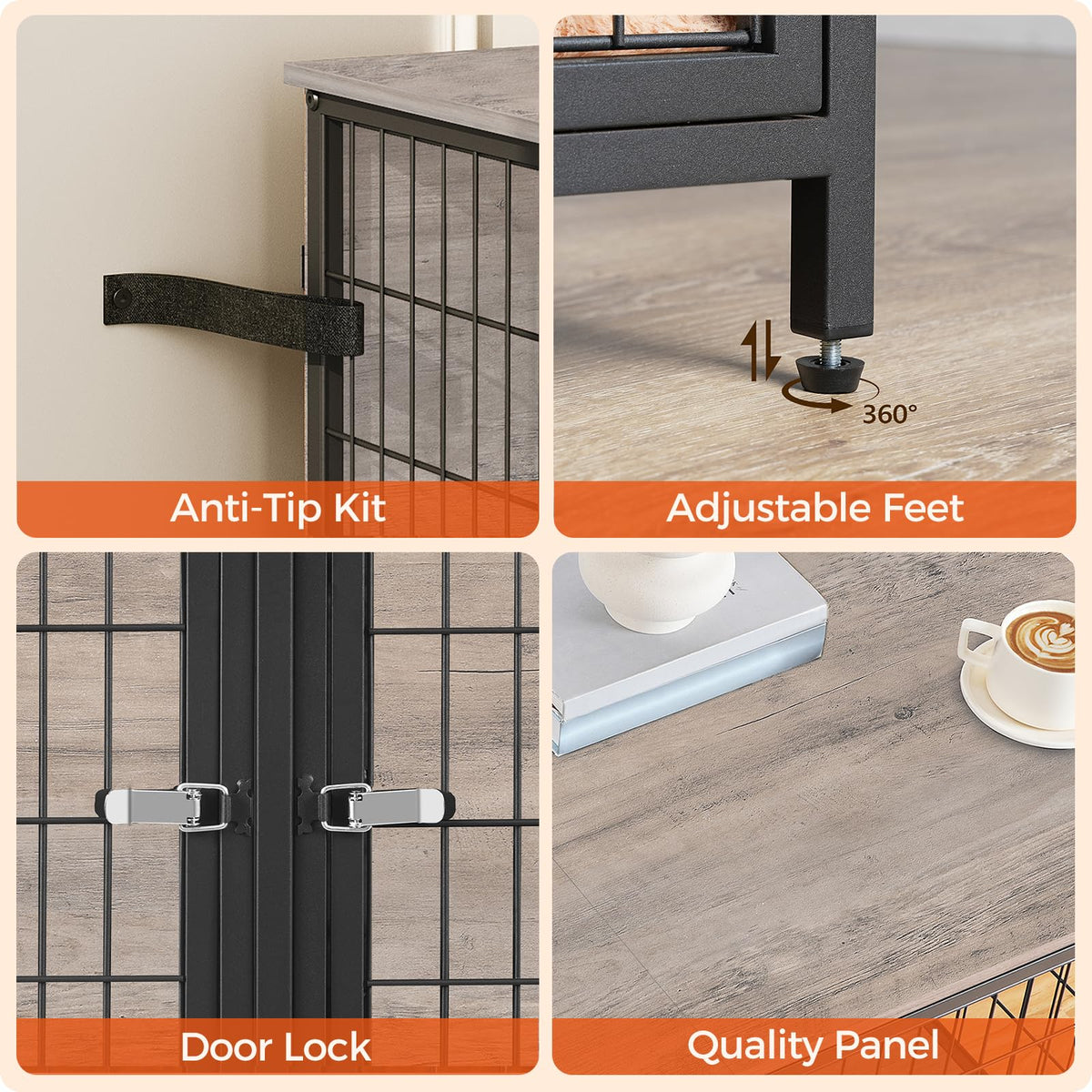 Greige Dog Crate Furniture D387