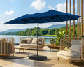 13FT Double Sided Navy Blue Patio Umbrella with Base D47812