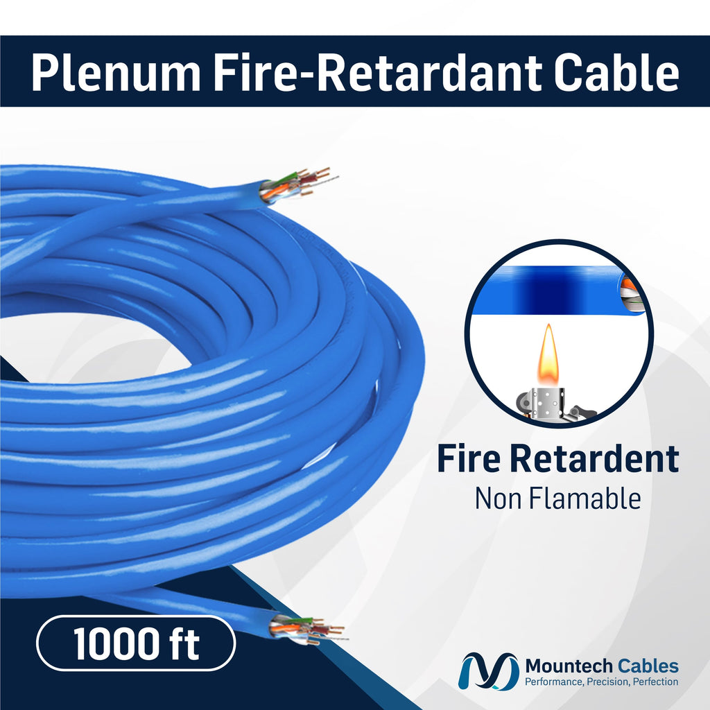 Cat6 Plenum 1000ft Pure Copper Ethernet Cable Blue O51397