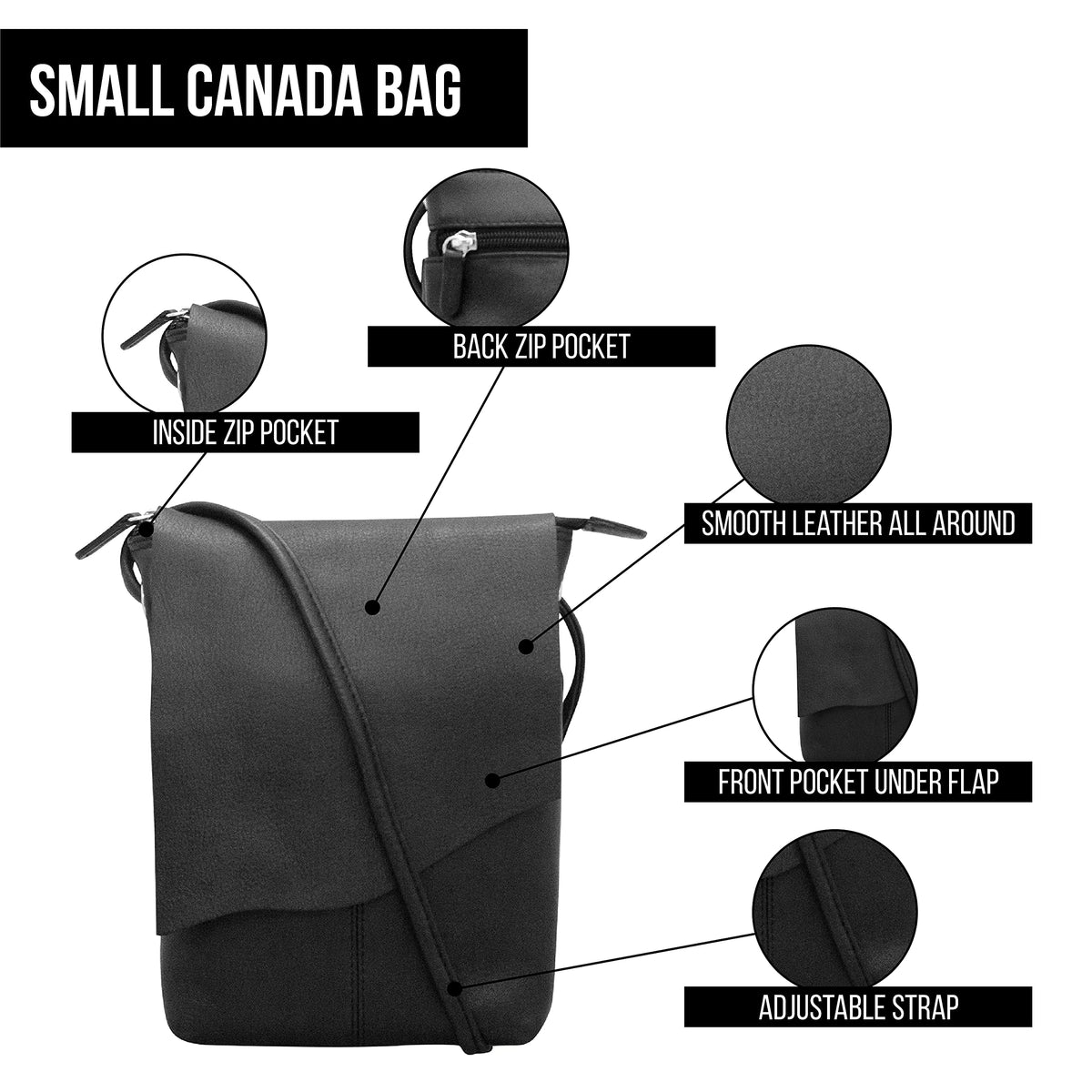 Leather Mini Crossbody Bag with RFID Blocking R2196