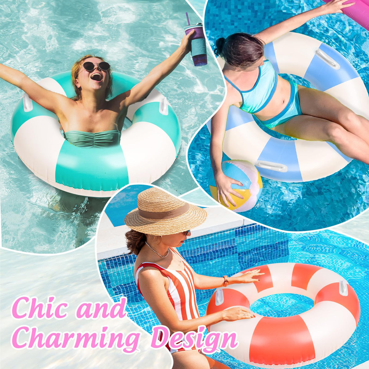 4Pcs Inflatable Pool Float with Handle B17253