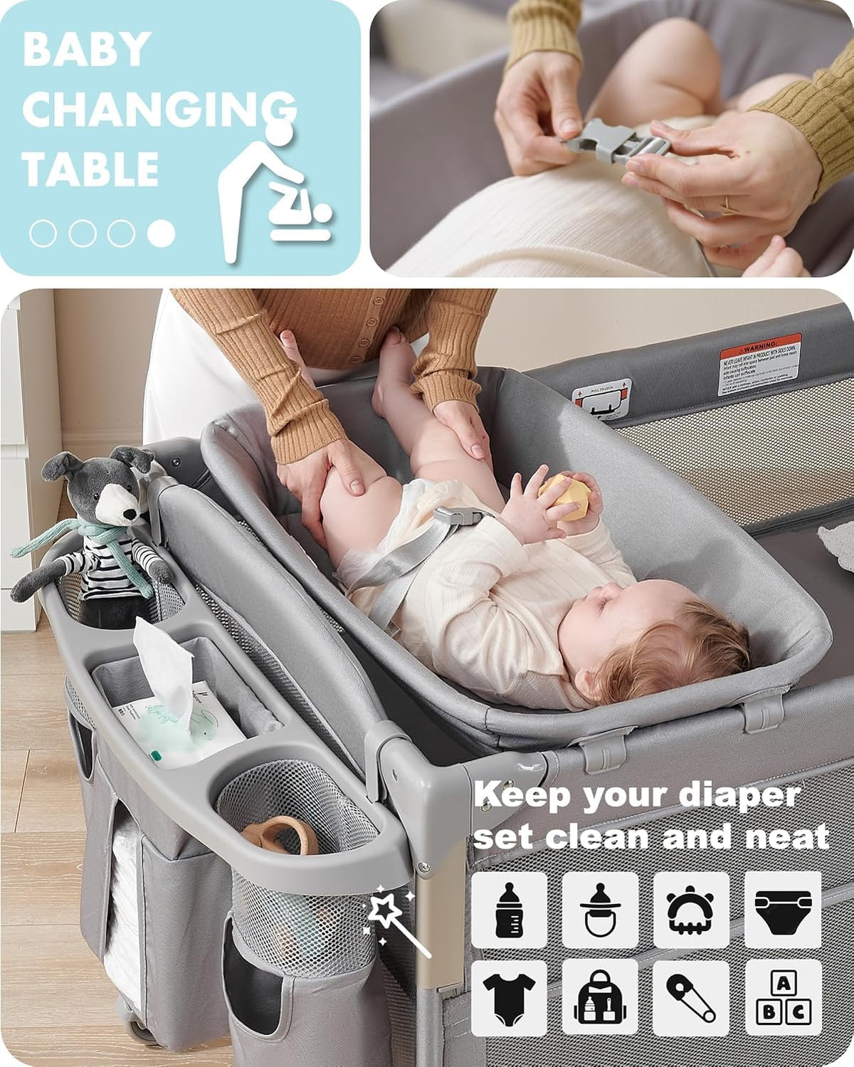 4-in-1 Baby Bassinet, Bedside Sleeper, Playard, Changing Table N926732
