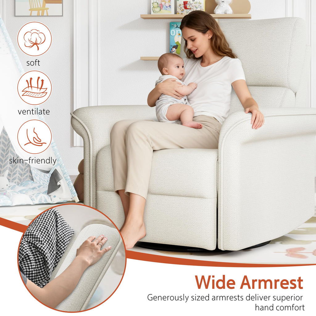 Fabric Light Gray Swivel Rocker Recliner Chair G48147
