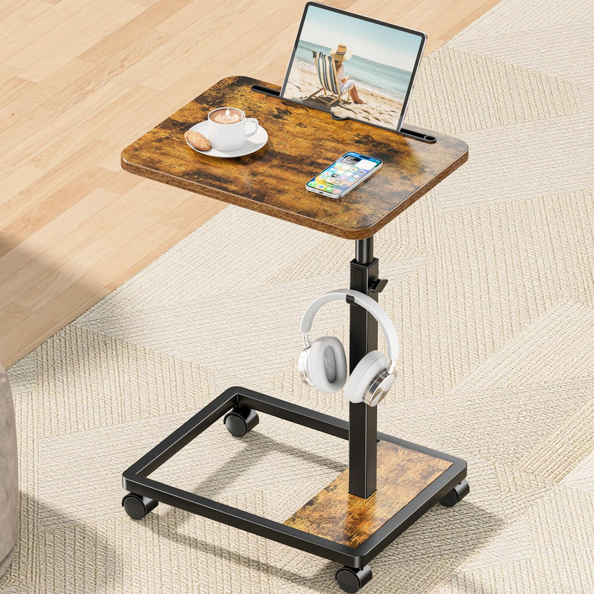 Adjustable TV Tray Table with Wheels Z939