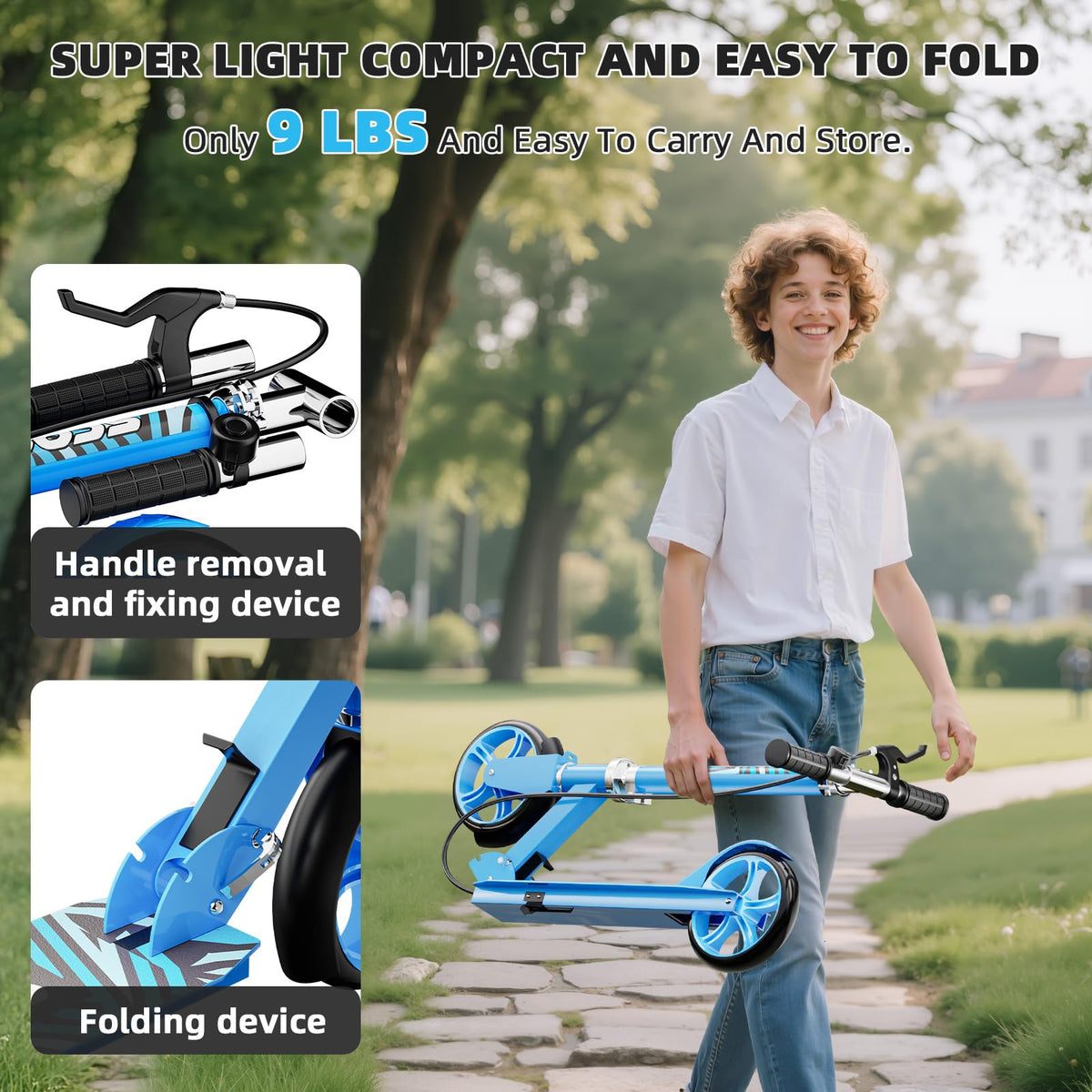 Lightweight Foldable Scooters with 8-Inch Wheels and Hand Brake J861418