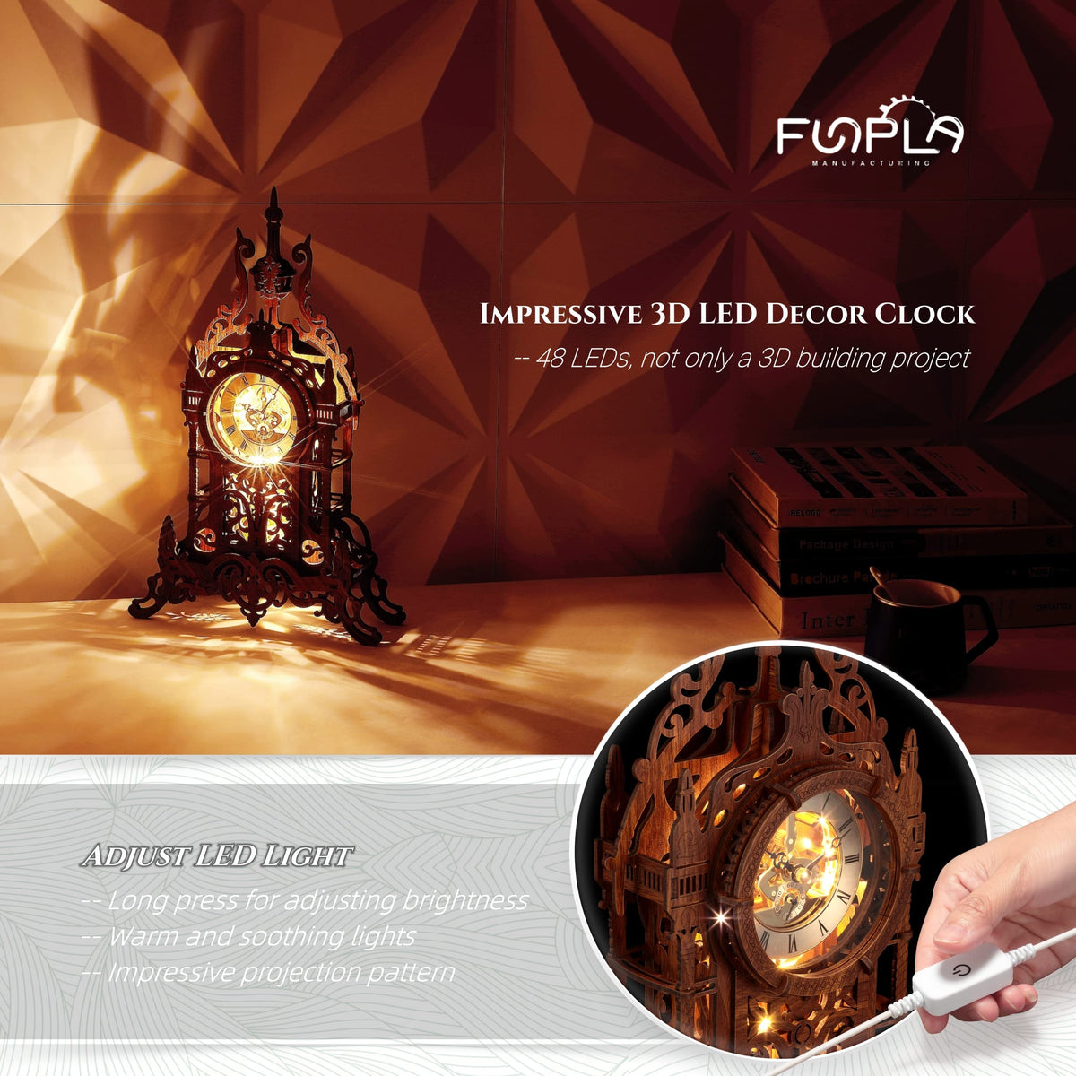 LED 3D Wood Puzzle Clock Tower A224687