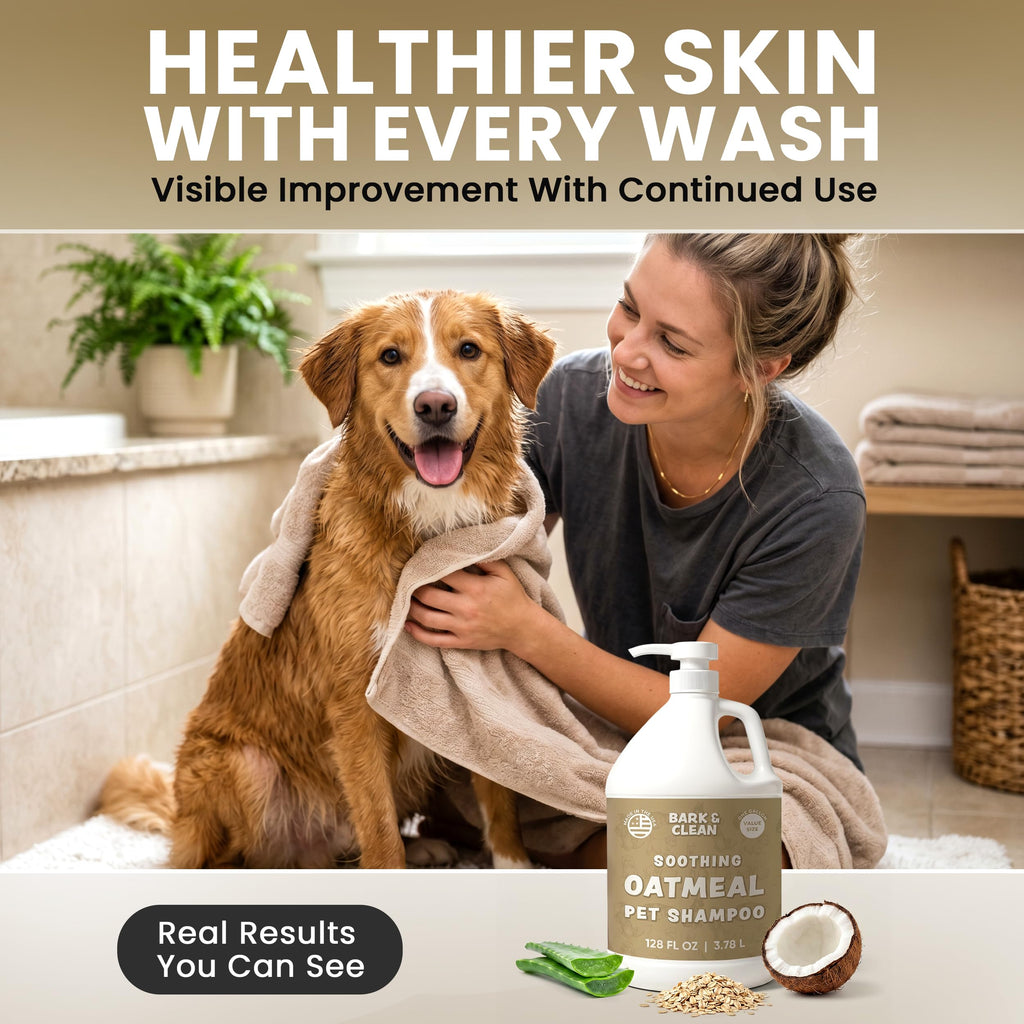 Oatmeal Dog Shampoo 1 Gallon with Pump Hypoallergenic Aloe Vera Coconut Oil U79940