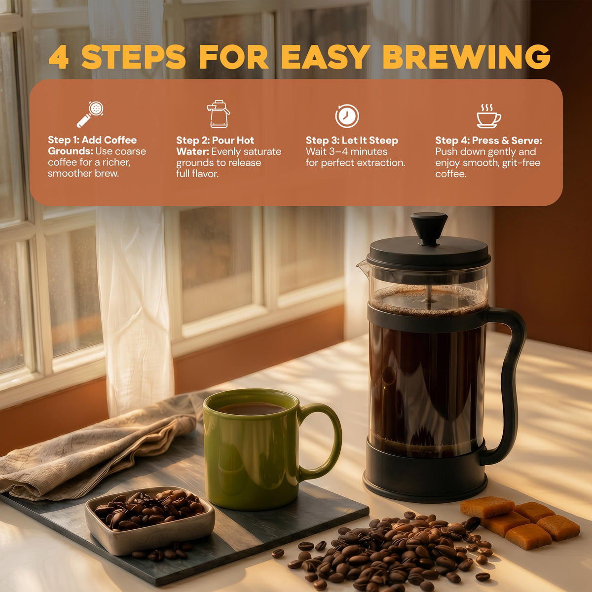 Borosilicate Glass French Press Coffee Maker 34 Oz B218