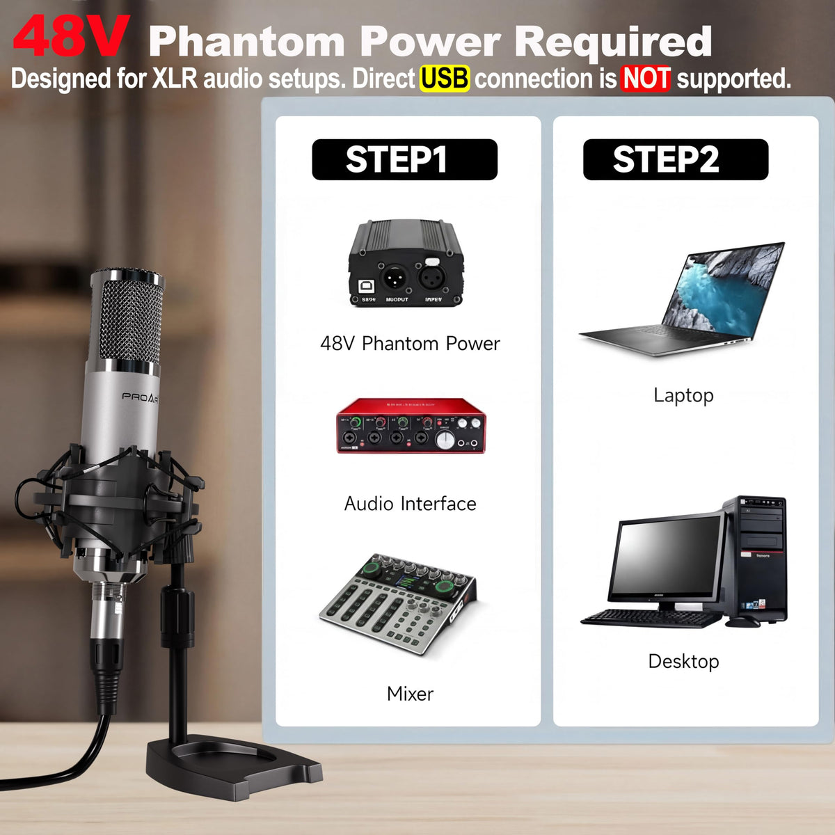 XLR Condenser Microphone with Desktop Stand K7950