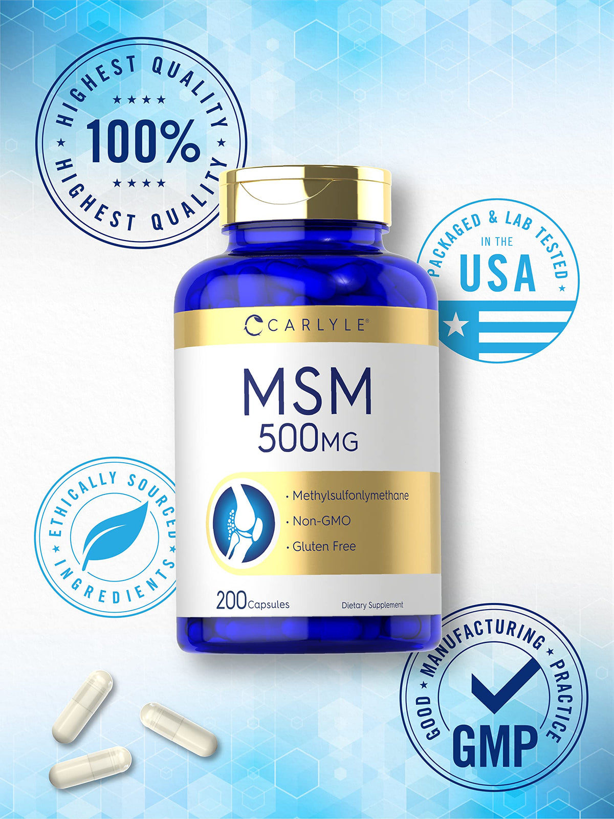 MSM Supplement Capsules 500mg 200 Count Z75696