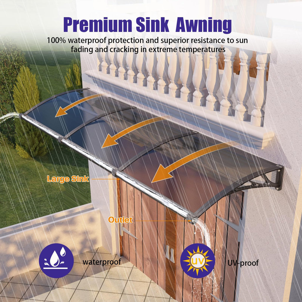 32" x 48" Window Door Awning Canopy with Drainage J911464