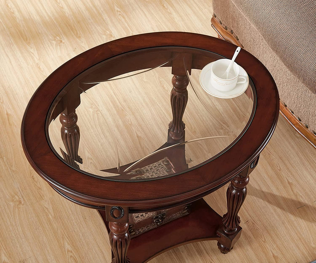 Solid Wood Oval End Table V7837