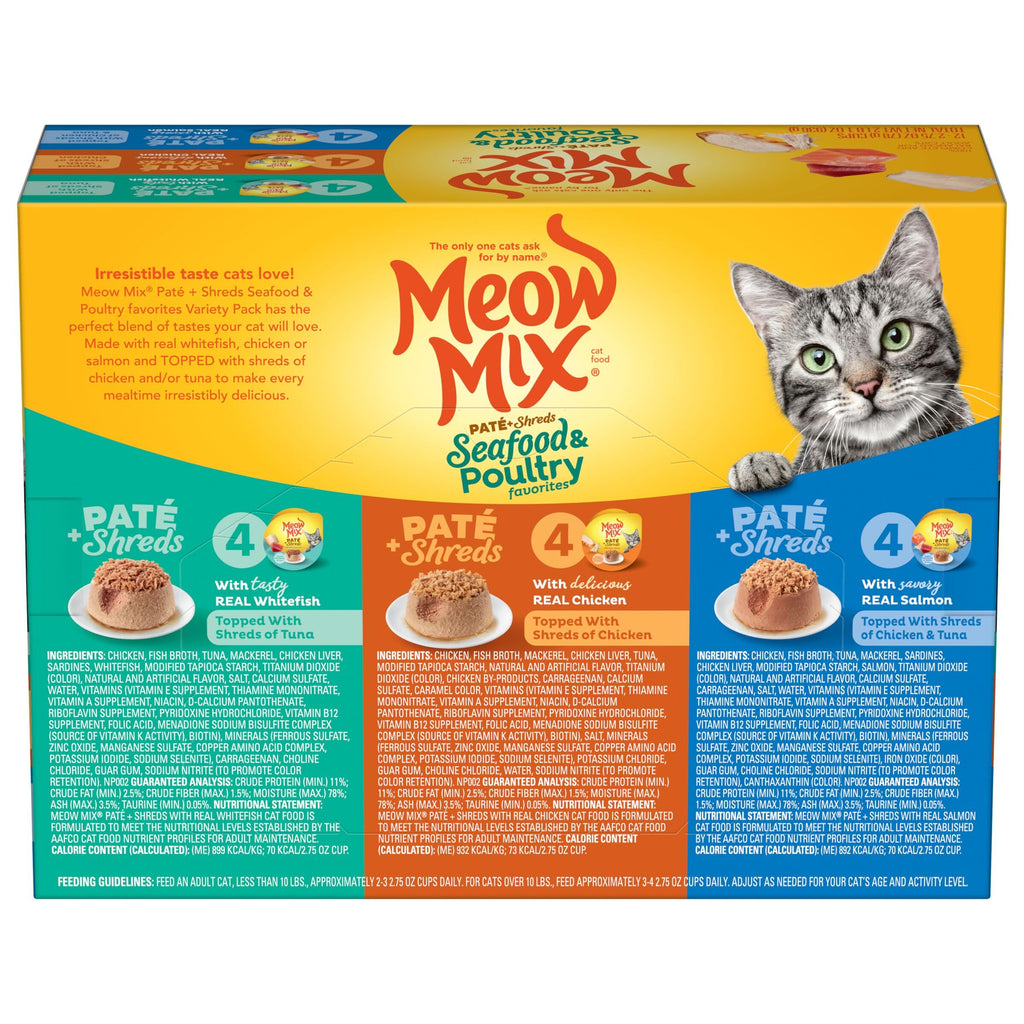 Dry Cat Food 6.3 Pound Bag + Wet Cat Food Variety Pack 2.75 Ounce Cups H671688